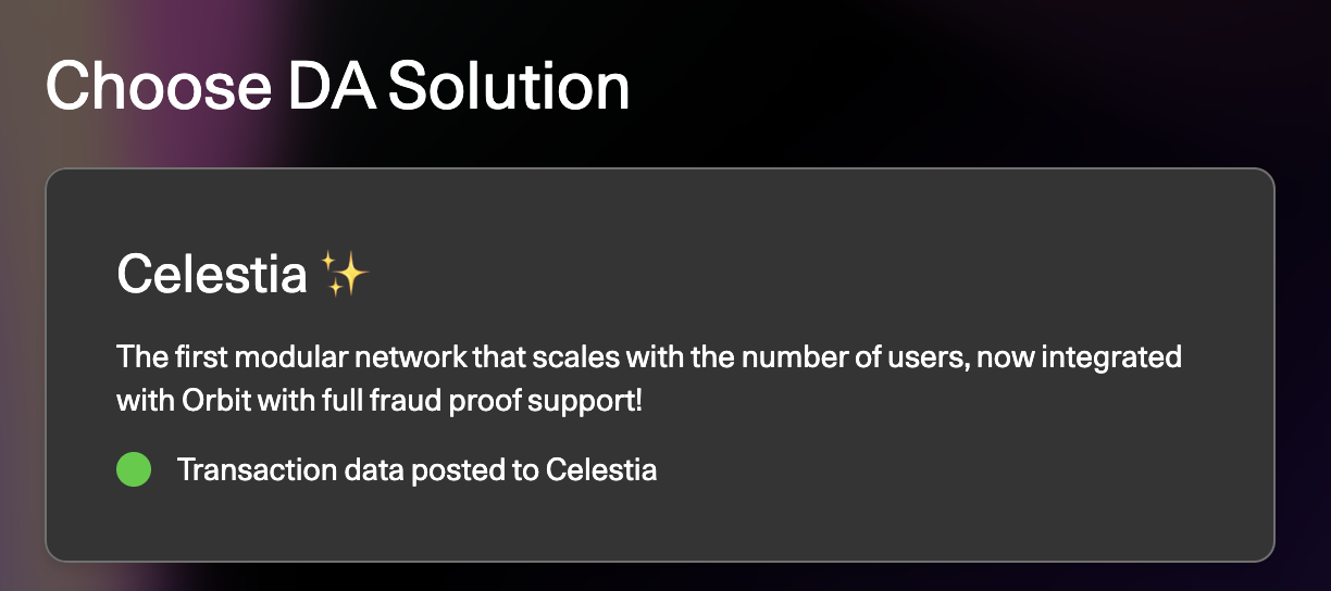 Choose Celestia for DA